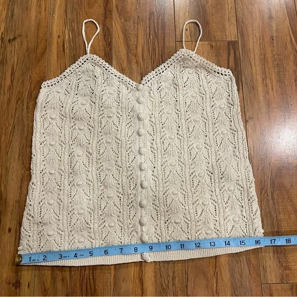 Sezane Francisco Cream Knit Crochet Cami Tank Top Size S - Picture 12 of 16